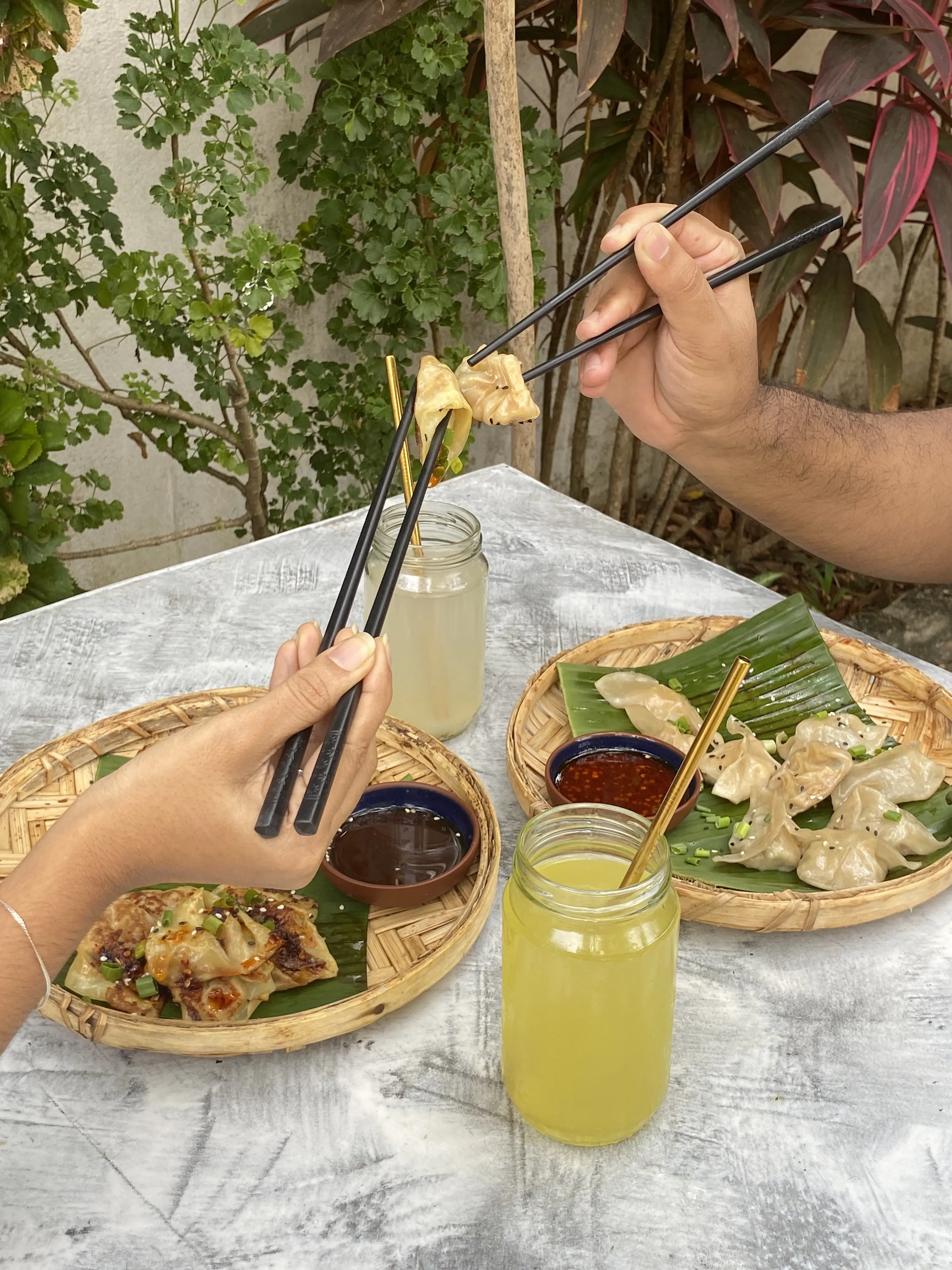 Close-up of signature Holy Dumpling dish